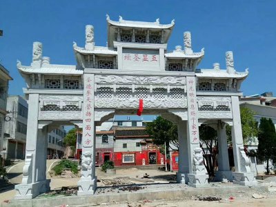 新农村小区入口花岗岩石牌坊