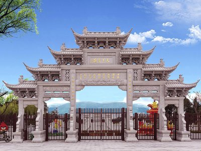 五门七楼石雕牌坊